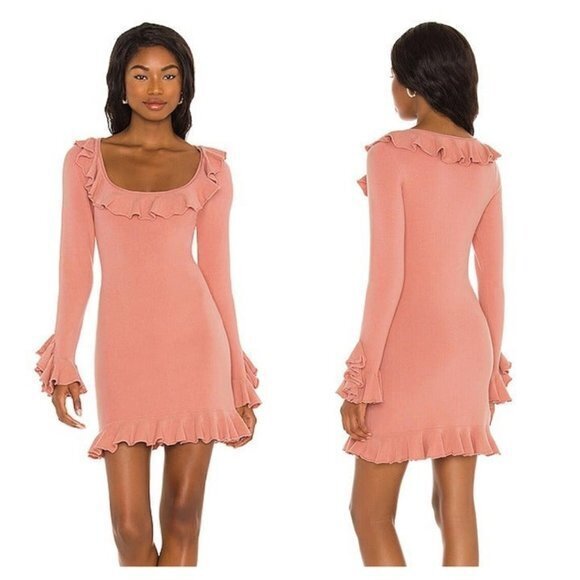 LPA Ruffle Sweater Dress - Blush